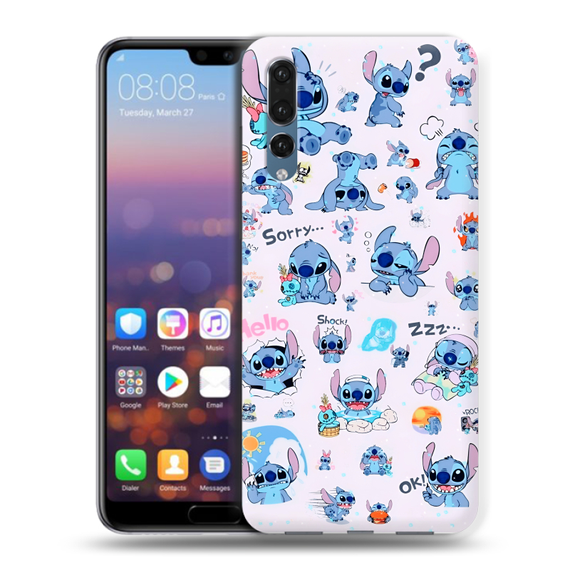 Силиконовый противоударный чехол на Huawei P20 Pro с принтом Лило и Стич Силиконовый противоударный чехол на Huawei P20 Pro с принтом Лило и Стич