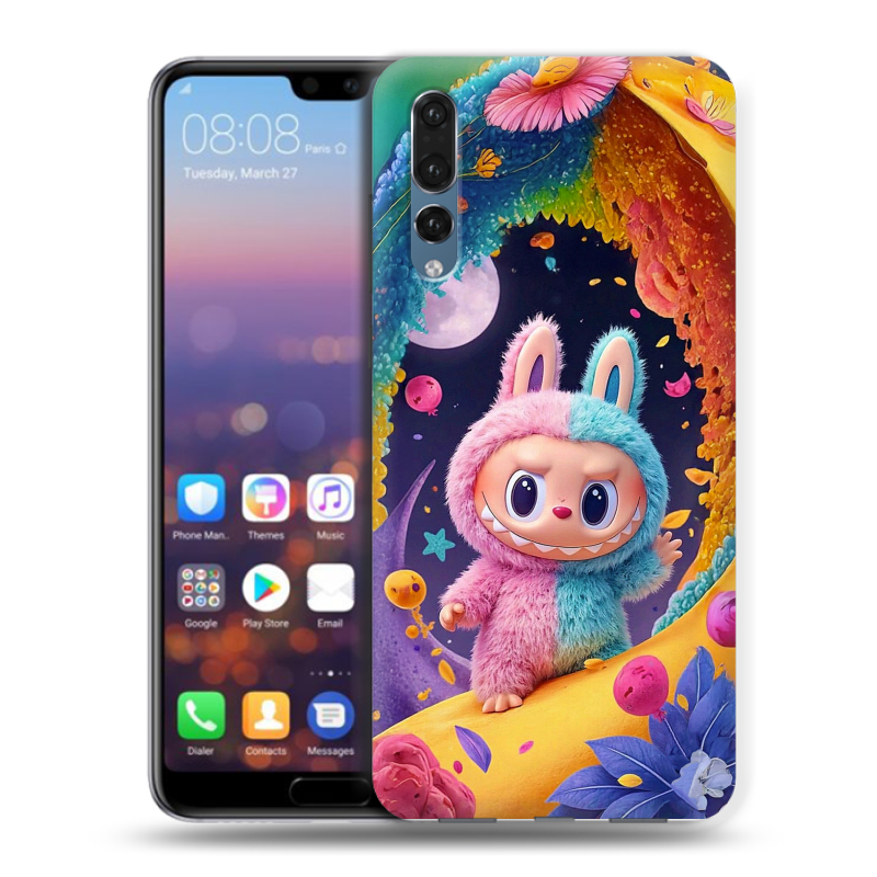 Силиконовый противоударный чехол на Huawei P20 Pro с принтом Labubu Лабубу Силиконовый противоударный чехол на Huawei P20 Pro с принтом Labubu Лабубу