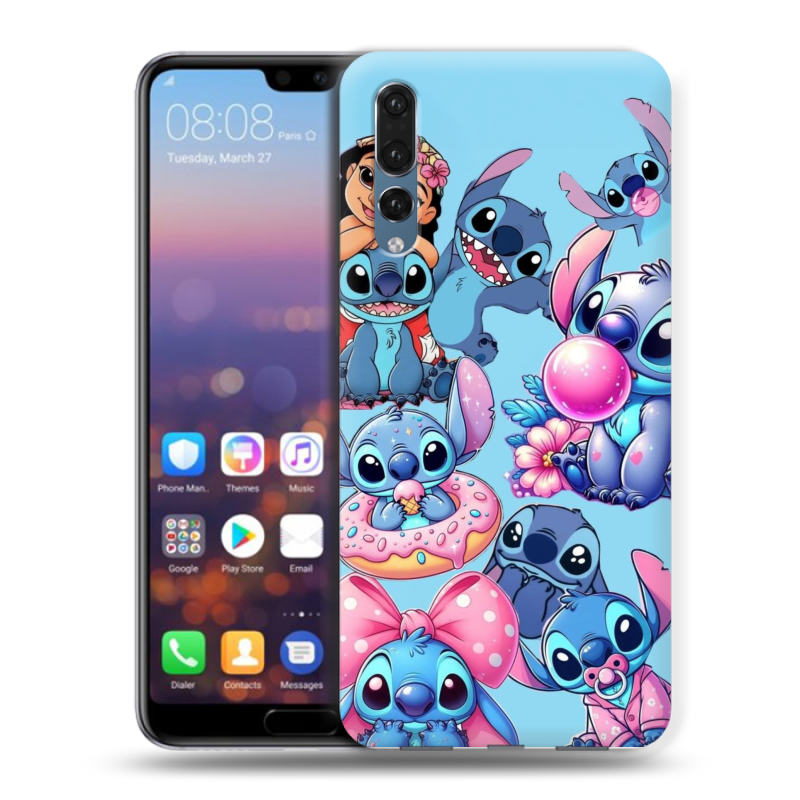Силиконовый противоударный чехол на Huawei P20 Pro с принтом Лило и Стич Силиконовый противоударный чехол на Huawei P20 Pro с принтом Лило и Стич