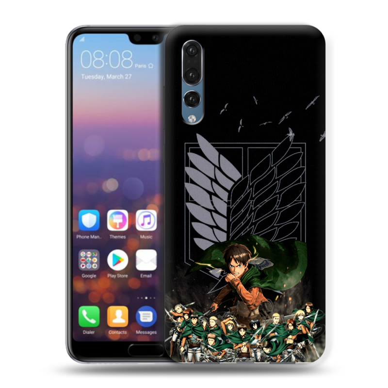 Силиконовый противоударный чехол на Huawei P20 Pro с принтом Атака титанов Силиконовый противоударный чехол на Huawei P20 Pro с принтом Атака титанов