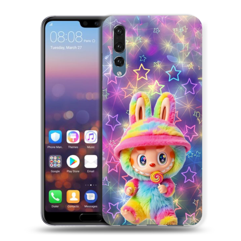 Силиконовый противоударный чехол на Huawei P20 Pro с принтом Labubu Лабубу Силиконовый противоударный чехол на Huawei P20 Pro с принтом Labubu Лабубу