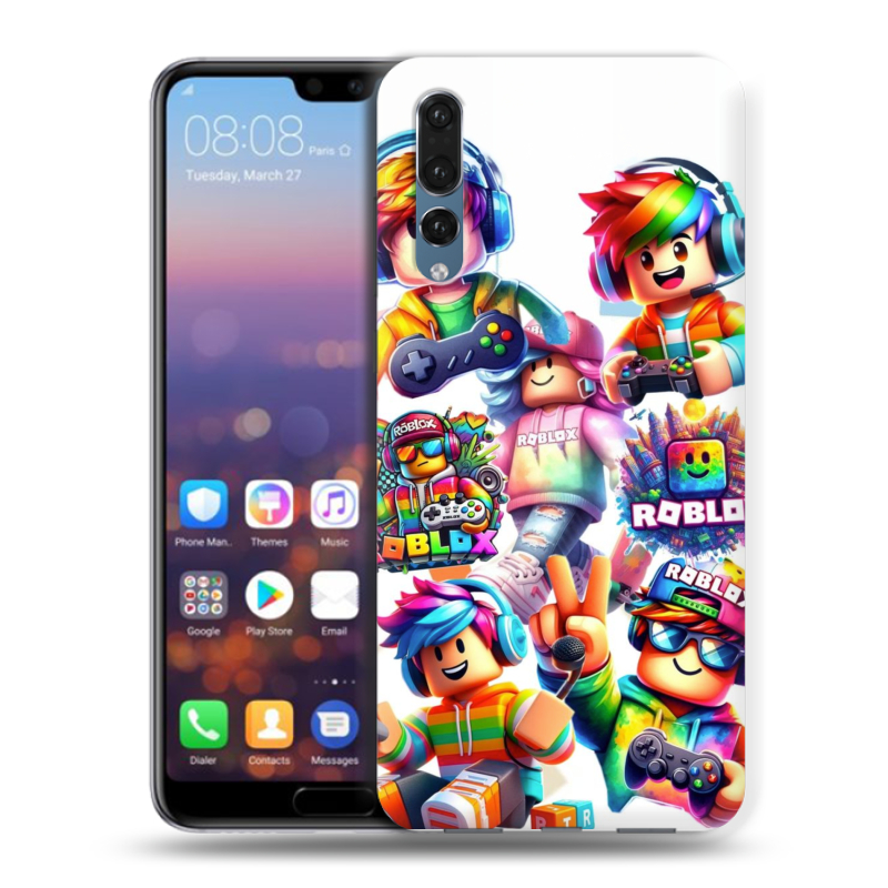 Силиконовый противоударный чехол на Huawei P20 Pro с принтом Roblox Роблокс Силиконовый противоударный чехол на Huawei P20 Pro с принтом Roblox Роблокс