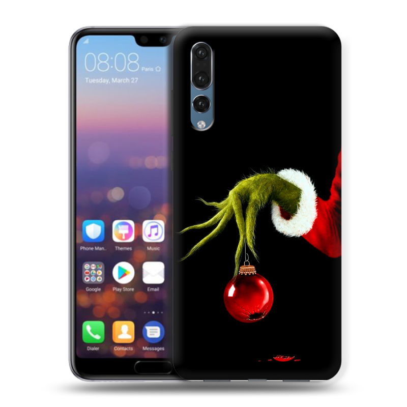 Пластиковый чехол на Huawei P20 Pro с принтом Новый год Гринч Пластиковый чехол на Huawei P20 Pro с принтом Новый год Гринч