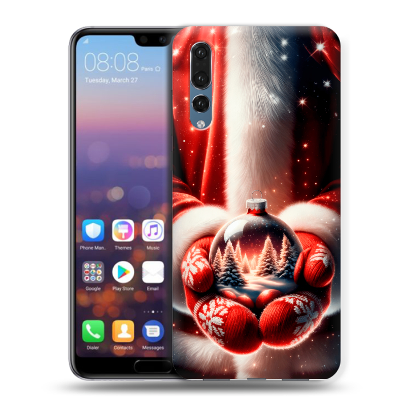 Силиконовый противоударный чехол на Huawei P20 Pro с принтом Новый год Силиконовый противоударный чехол на Huawei P20 Pro с принтом Новый год