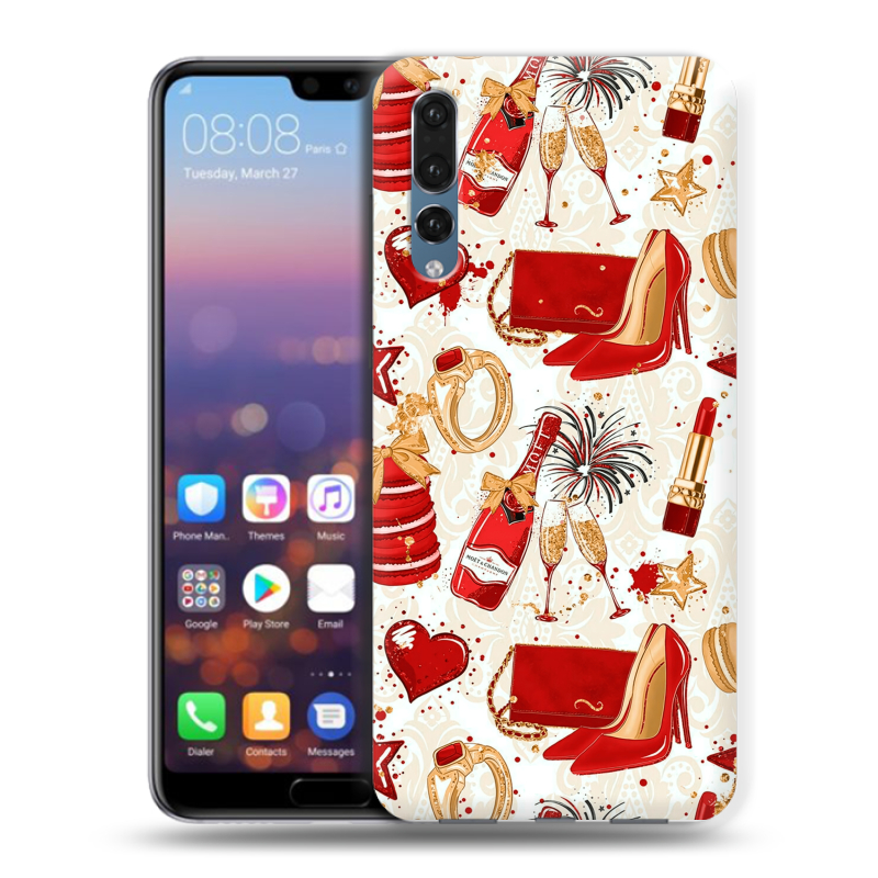 Силиконовый противоударный чехол на Huawei P20 Pro с принтом Новый год Силиконовый противоударный чехол на Huawei P20 Pro с принтом Новый год