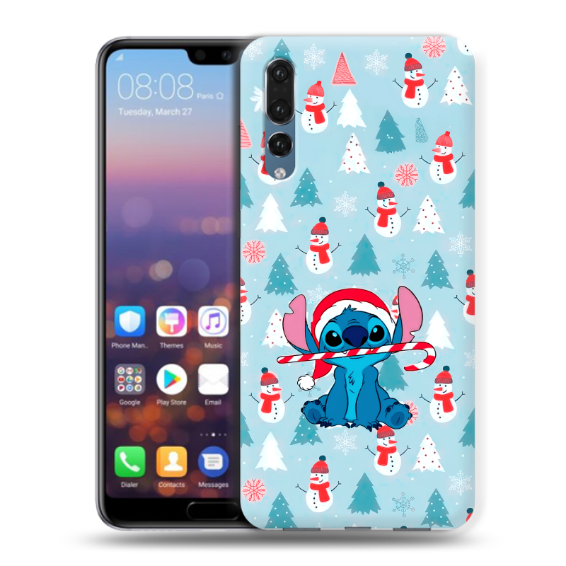 Пластиковый чехол на Huawei P20 Pro с принтом Стич Новый год Пластиковый чехол на Huawei P20 Pro с принтом Стич Новый год