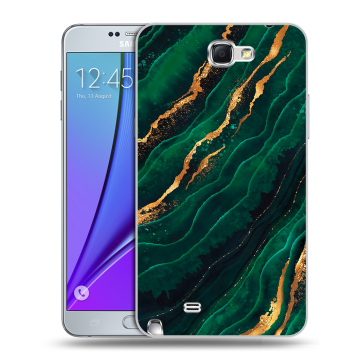 Пластиковый чехол на Samsung Galaxy Note 2 с принтом Мрамор зеленое золото