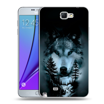 Пластиковый чехол на Samsung Galaxy Note 2 с принтом Лесной волк