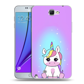 Пластиковый чехол на Samsung Galaxy Note 2 с принтом Единорог