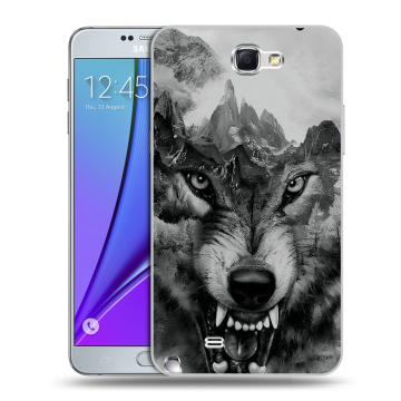 Пластиковый чехол на Samsung Galaxy Note 2 с принтом Волк