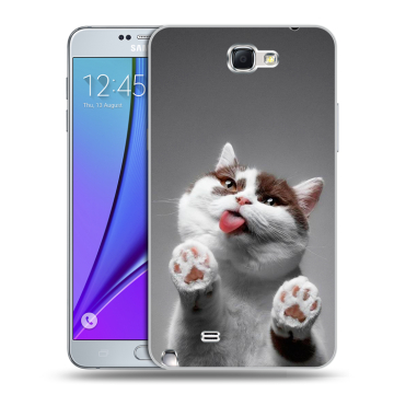 Пластиковый чехол на Samsung Galaxy Note 2 с принтом Коты