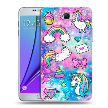 Пластиковый чехол на Samsung Galaxy Note 2 с принтом Единороги