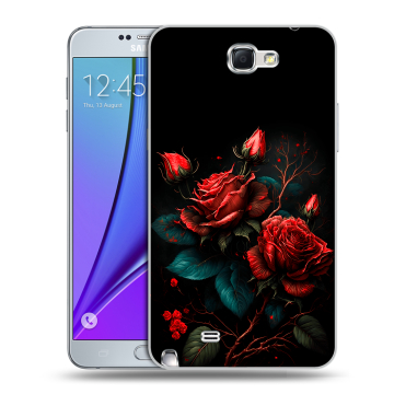 Пластиковый чехол на Samsung Galaxy Note 2 с принтом Розы красные