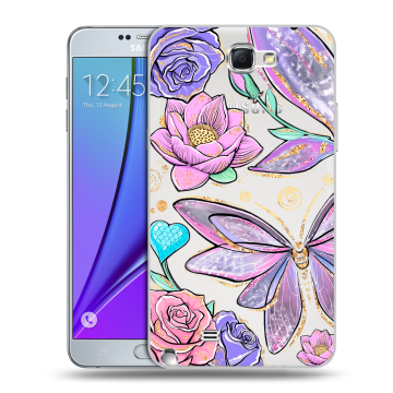 Пластиковый чехол на Samsung Galaxy Note 2 с принтом Бабочки и цветы Пластиковый чехол на Samsung Galaxy Note 2 с принтом Бабочки и цветы