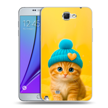 Пластиковый чехол на Samsung Galaxy Note 2 с принтом Котенок в шапке Пластиковый чехол на Samsung Galaxy Note 2 с принтом Котенок в шапке