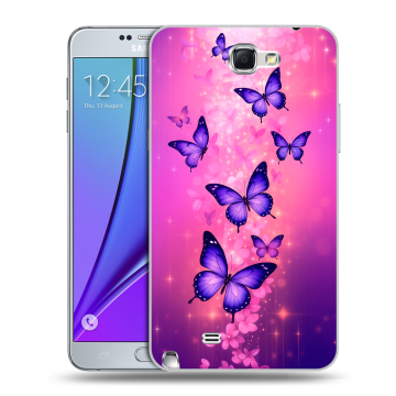 Пластиковый чехол на Samsung Galaxy Note 2 с принтом Бабочки