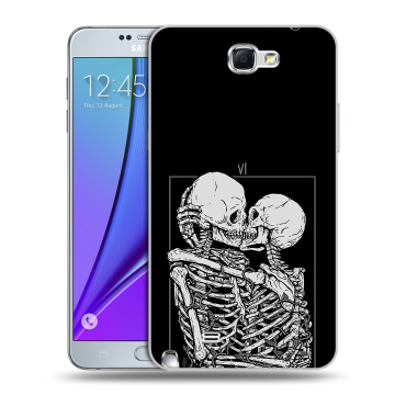 Пластиковый чехол на Samsung Galaxy Note 2 с принтом Поцелуй скелетов Пластиковый чехол на Samsung Galaxy Note 2 с принтом Поцелуй скелетов