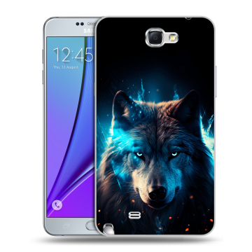 Пластиковый чехол на Samsung Galaxy Note 2 с принтом Волк ночной