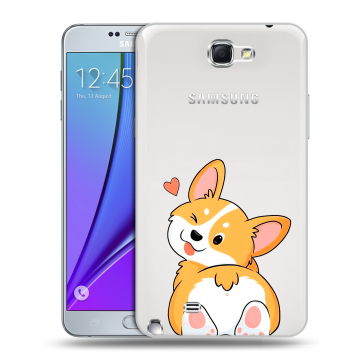 Пластиковый чехол на Samsung Galaxy Note 2 с принтом Корги Пластиковый чехол на Samsung Galaxy Note 2 с принтом Корги