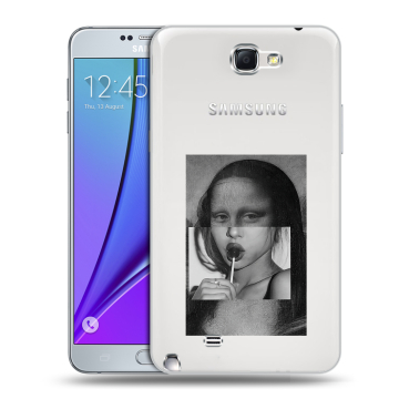 Пластиковый чехол на Samsung Galaxy Note 2 с принтом Мона Лиза Пластиковый чехол на Samsung Galaxy Note 2 с принтом Мона Лиза