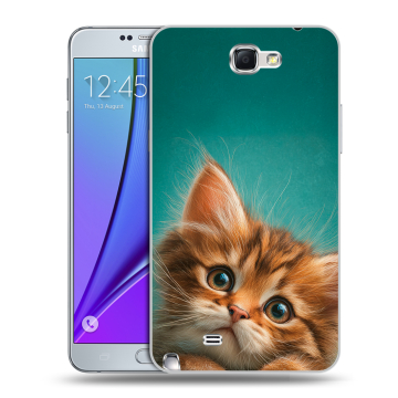Пластиковый чехол на Samsung Galaxy Note 2 с принтом котенок