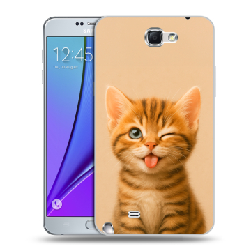 Пластиковый чехол на Samsung Galaxy Note 2 с принтом котенок Пластиковый чехол на Samsung Galaxy Note 2 с принтом котенок