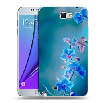 Пластиковый чехол на Samsung Galaxy Note 2 с принтом Голубые цветы