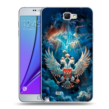 Пластиковый чехол на Samsung Galaxy Note 2 с принтом Герб флаг России Пластиковый чехол на Samsung Galaxy Note 2 с принтом Герб флаг России