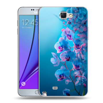 Пластиковый чехол на Samsung Galaxy Note 2 с принтом голубые орхидеи Пластиковый чехол на Samsung Galaxy Note 2 с принтом голубые орхидеи