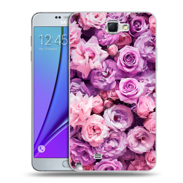 Пластиковый чехол на Samsung Galaxy Note 2 с принтом лавандовые розы