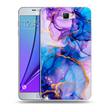 Пластиковый чехол на Samsung Galaxy Note 2 с принтом синий мрамор