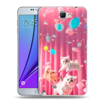 Пластиковый чехол на Samsung Galaxy Note 2 с принтом милые котики