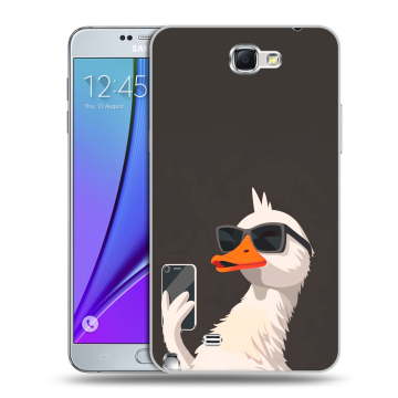 Пластиковый чехол на Samsung Galaxy Note 2 с принтом утка в очках Пластиковый чехол на Samsung Galaxy Note 2 с принтом утка в очках