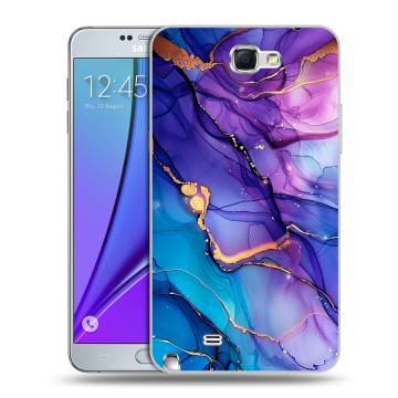 Пластиковый чехол на Samsung Galaxy Note 2 с принтом синий мрамор Пластиковый чехол на Samsung Galaxy Note 2 с принтом синий мрамор