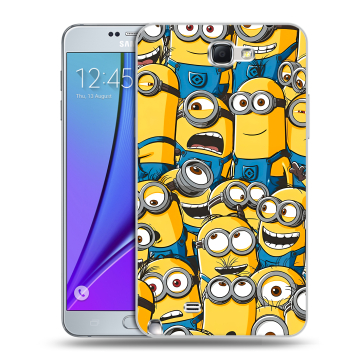 Пластиковый чехол на Samsung Galaxy Note 2 с принтом Миньоны