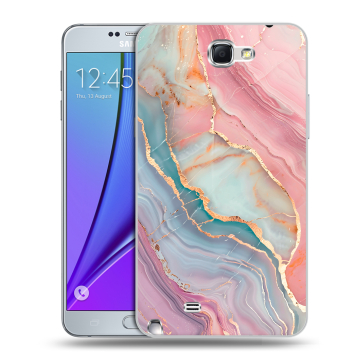 Пластиковый чехол на Samsung Galaxy Note 2 с принтом розовый мрамор