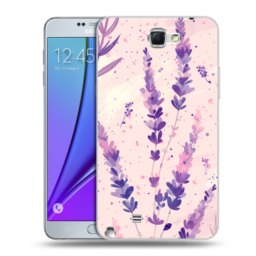Пластиковый чехол на Samsung Galaxy Note 2 с принтом цветы лаванда
