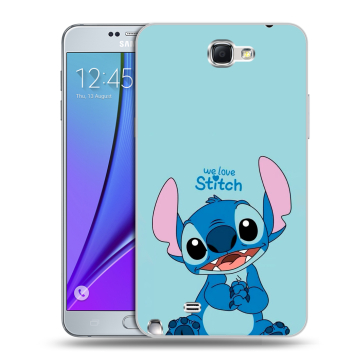Пластиковый чехол на Samsung Galaxy Note 2 с принтом Лило и Стич