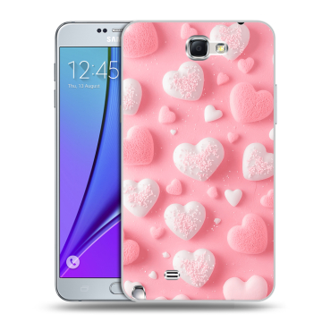 Пластиковый чехол на Samsung Galaxy Note 2 с принтом Сердечки