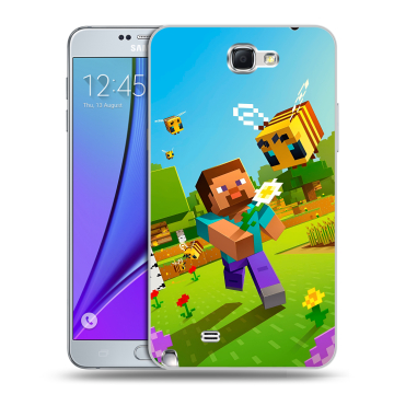 Пластиковый чехол на Samsung Galaxy Note 2 с принтом Майнкрафт Minecraft