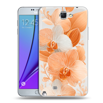 Пластиковый чехол на Samsung Galaxy Note 2 с принтом Бежевые цветы