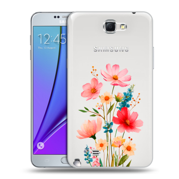 Пластиковый чехол на Samsung Galaxy Note 2 с принтом Цветы