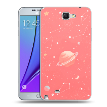 Пластиковый чехол на Samsung Galaxy Note 2 с принтом Розовый космос