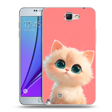 Пластиковый чехол на Samsung Galaxy Note 2 с принтом Розовый котенок