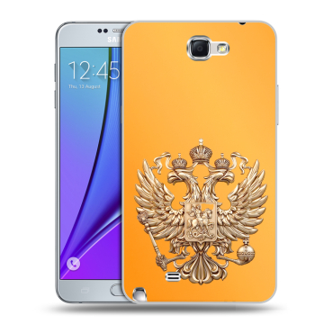 Пластиковый чехол на Samsung Galaxy Note 2 с принтом Герб Флаг России