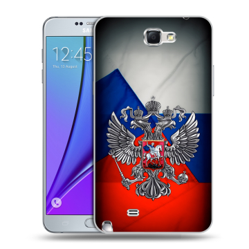 Пластиковый чехол на Samsung Galaxy Note 2 с принтом Флаг России
