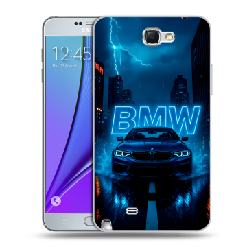 Пластиковый чехол на Samsung Galaxy Note 2 с принтом BMW БМВ