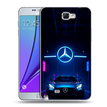 Пластиковый чехол на Samsung Galaxy Note 2 с принтом Mercedes Мерседес
