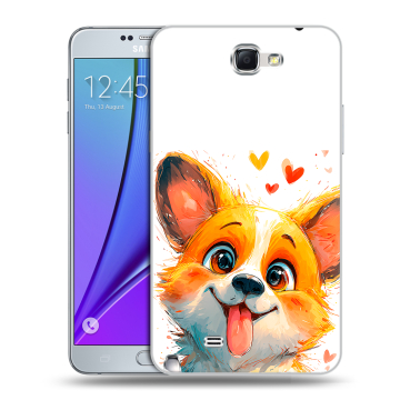 Пластиковый чехол на Samsung Galaxy Note 2 с принтом корги Пластиковый чехол на Samsung Galaxy Note 2 с принтом корги