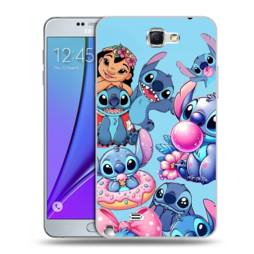 Пластиковый чехол на Samsung Galaxy Note 2 с принтом Лило и Стич